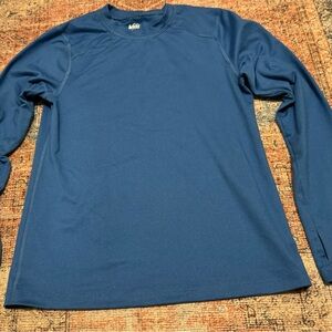 REI Boy’s Blue Thermal Base Layer Long Sleeve Tee, Size Medium (10/12)